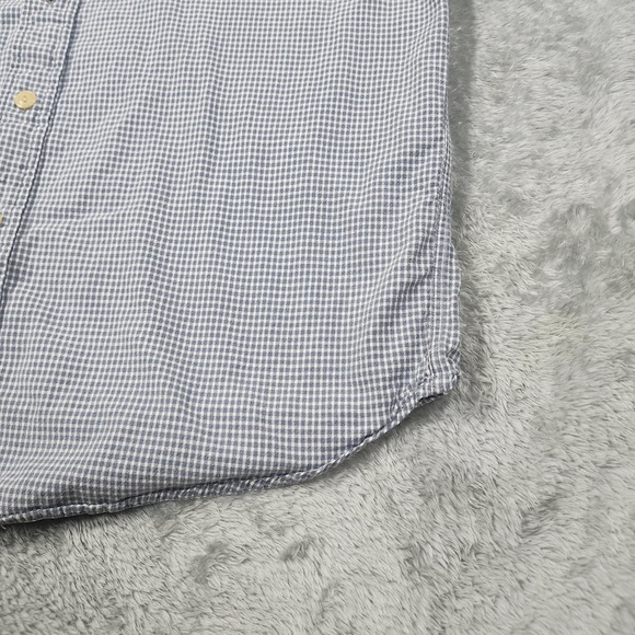 Polo Sport Ralph Lauren Shirt Mens Medium Gray Blue Gingham Cotton Short Sleeve - Picture 4 of 12